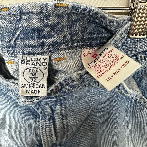 Lucky Brand Dungarees Lily May Crop Y2K Throw Back Capri Crop Jeans Sz 14 Sz 32 - Picture 5 of 8